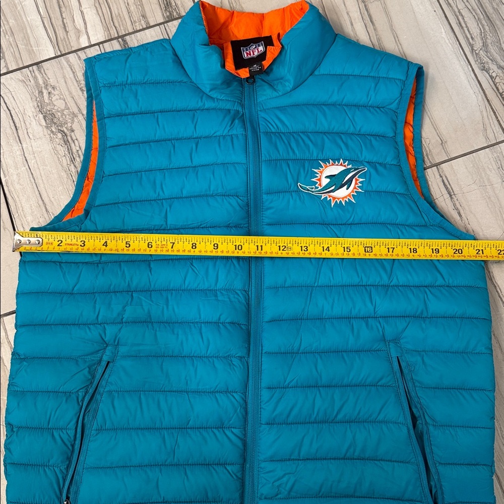 Miami Dolphins Teal and Orange Puffer Vest - Picture 6 of 7